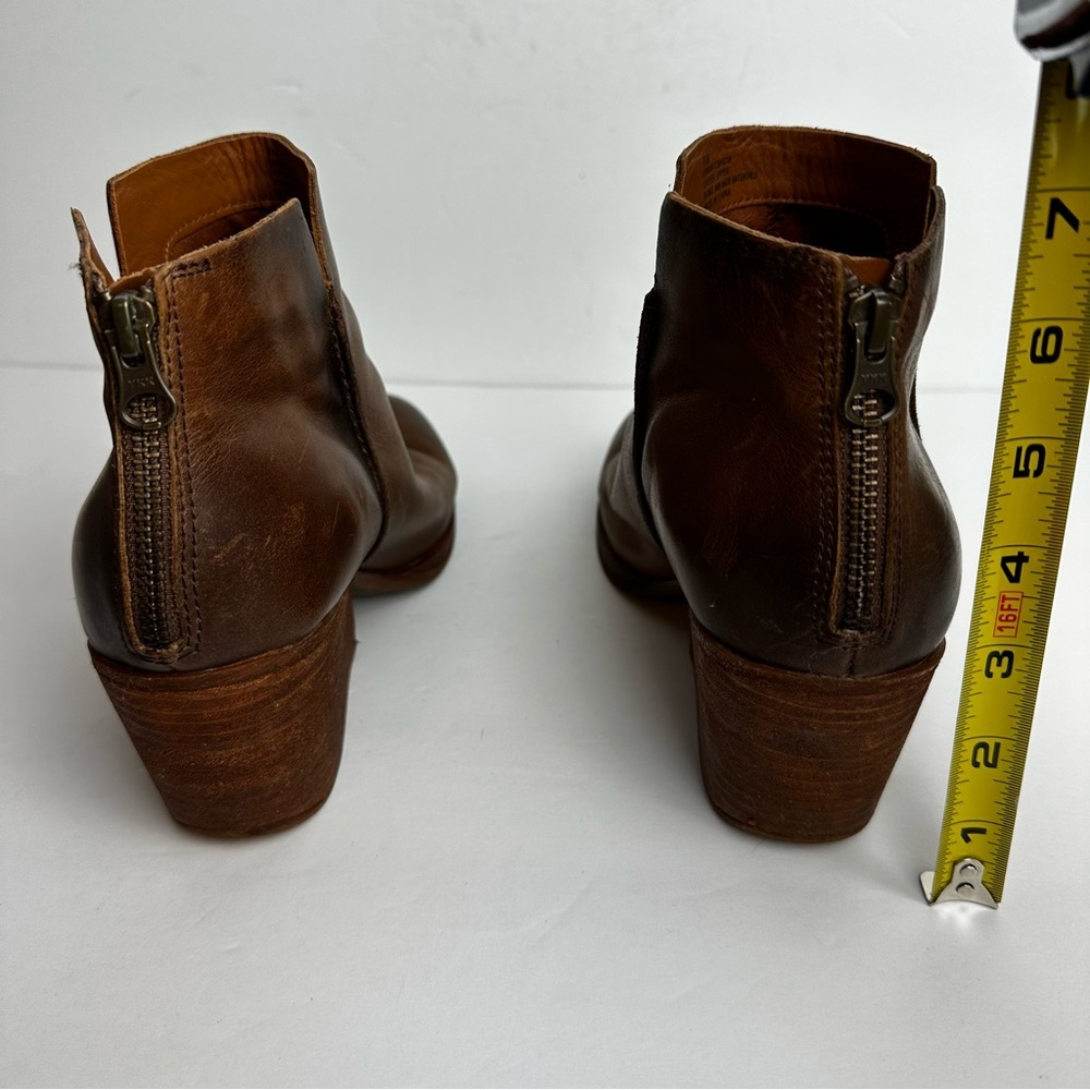 Kork-Ease Chandra Brown Leather Ankle Boots Women's Sz 9.5 Stacked Wooden Heel - Picture 5 of 10